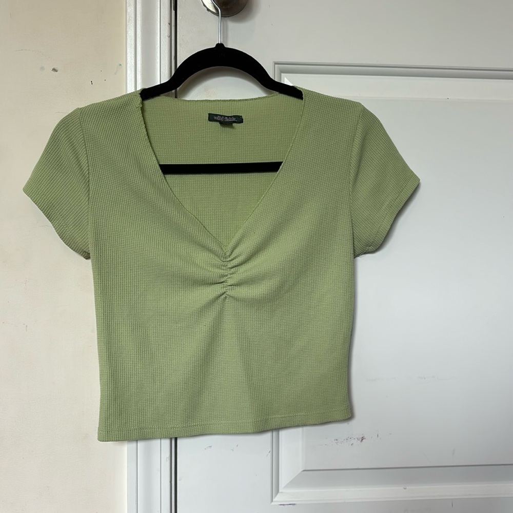 cute and trendy sage green cropped tee